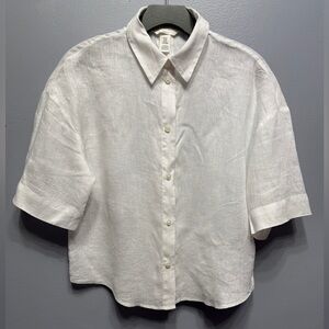 #1) H&M White Button Down Linen Shirt